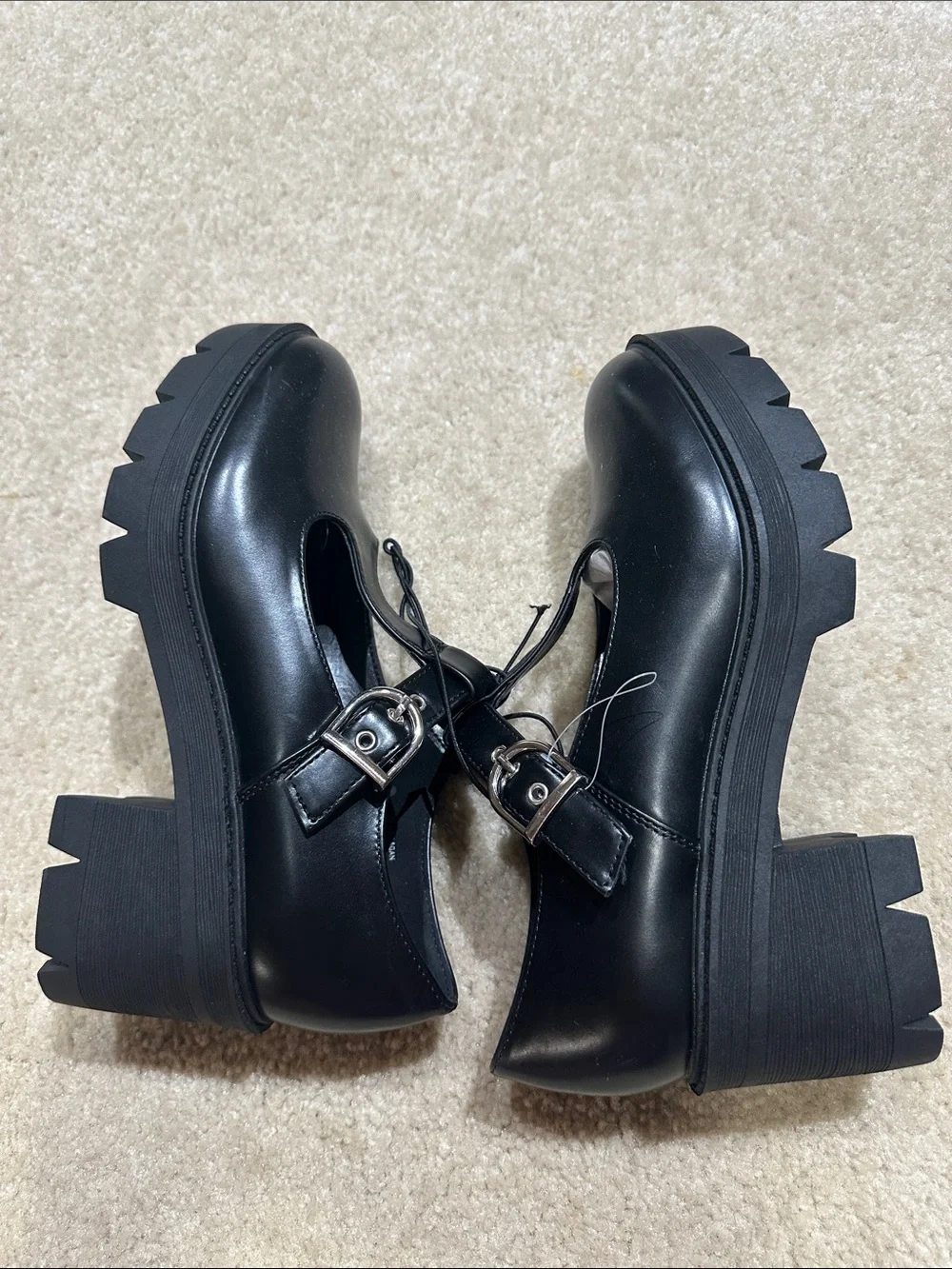 Arizona Jean Company Black Mary Jane Platform Flats with Buckle